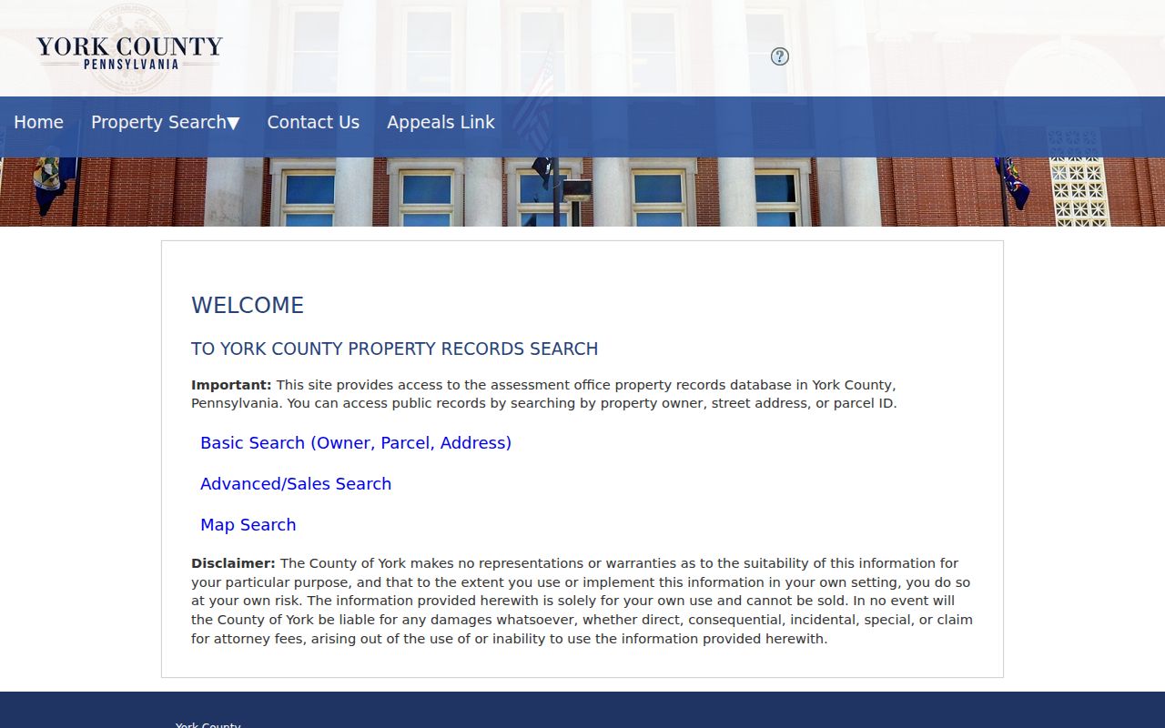 York residents directory County assessment search choices