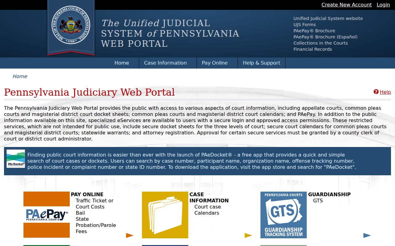 York residents directory Pennsylvania public court docket search