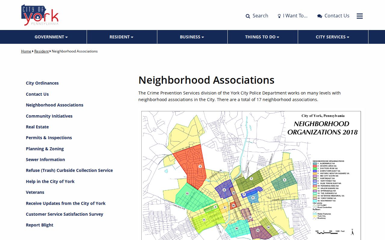York neighbors City neighborhood association page