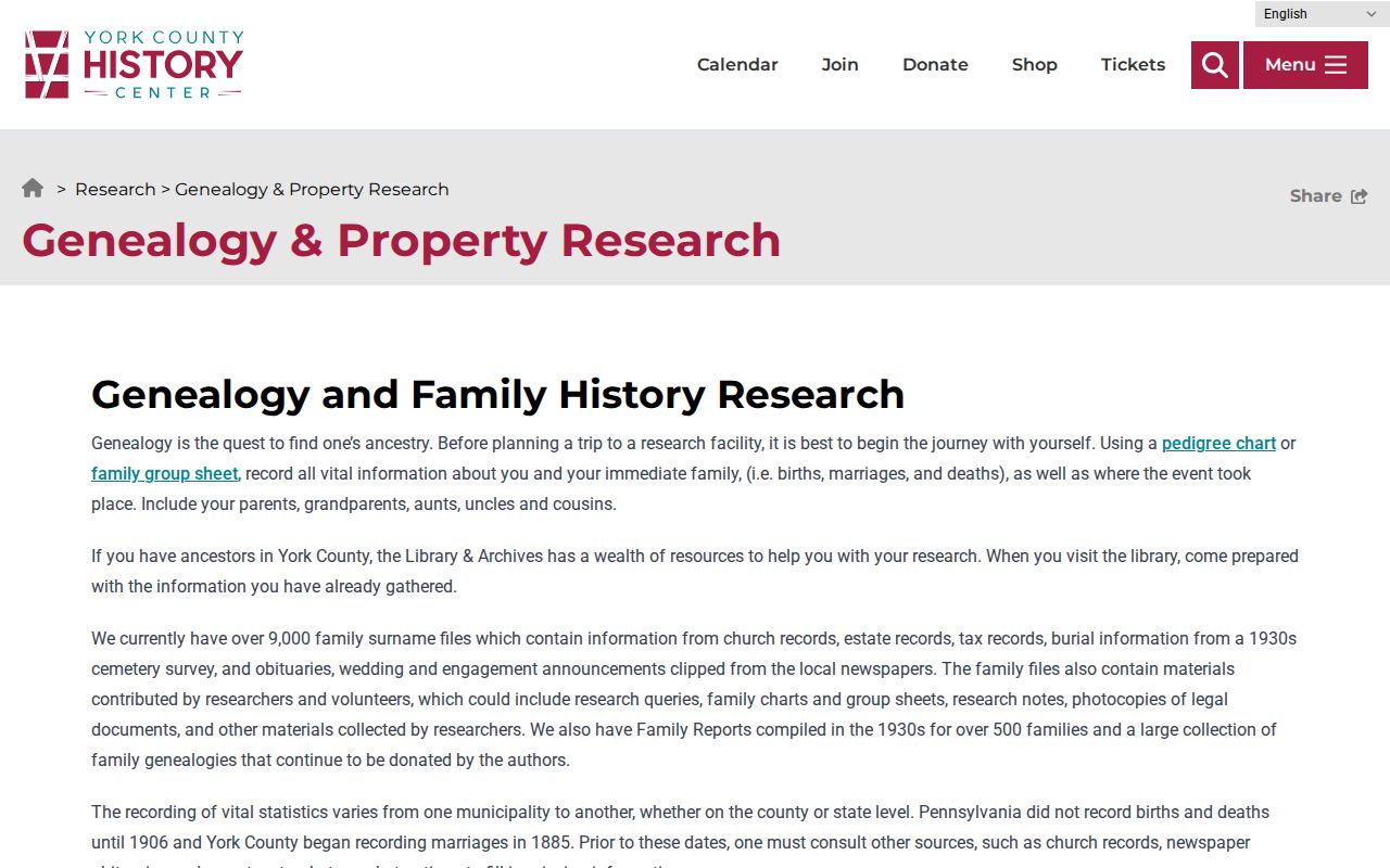 York previous residents History Center property research
